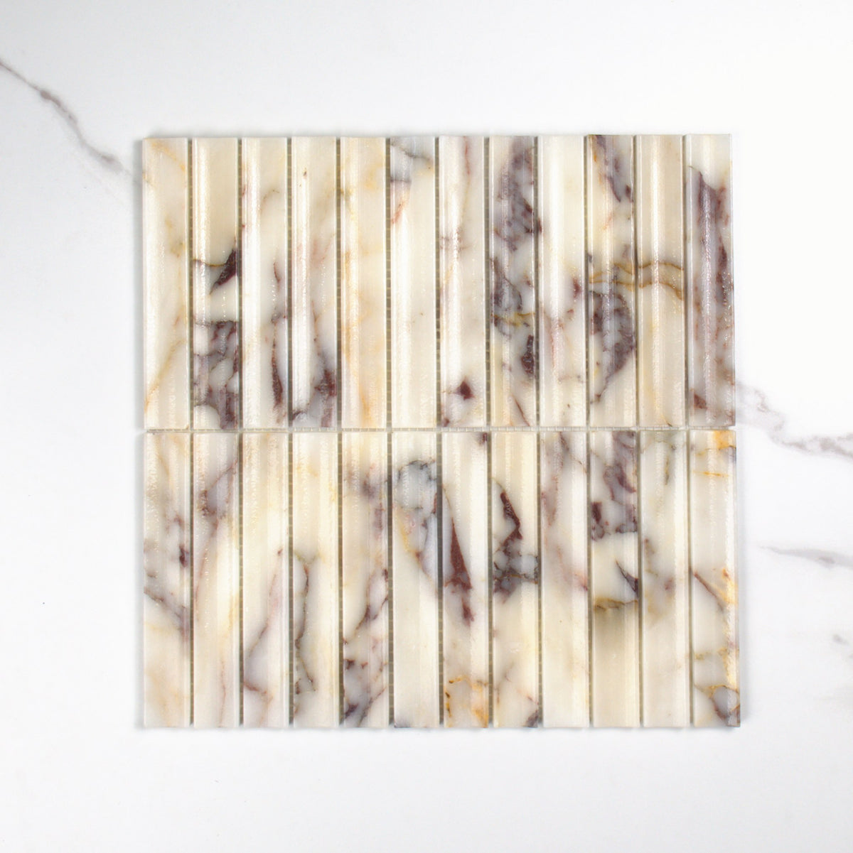 Elementa Calacatta Viola Concave Mosaic 23x148mm top view