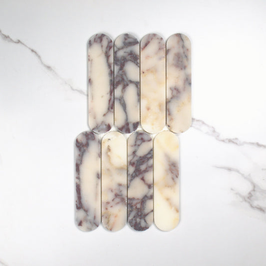 Elementa Calacatta Viola Cylinder Mosaic 50x198mm top view