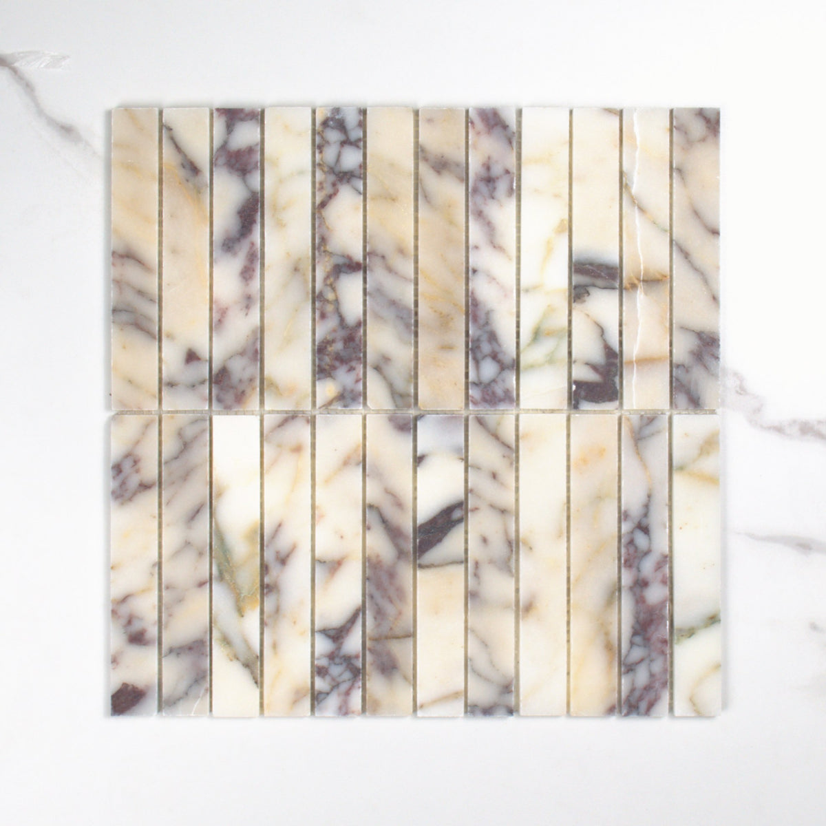 Elementa Calacatta Viola Finger Mosaic 23x148mm top view
