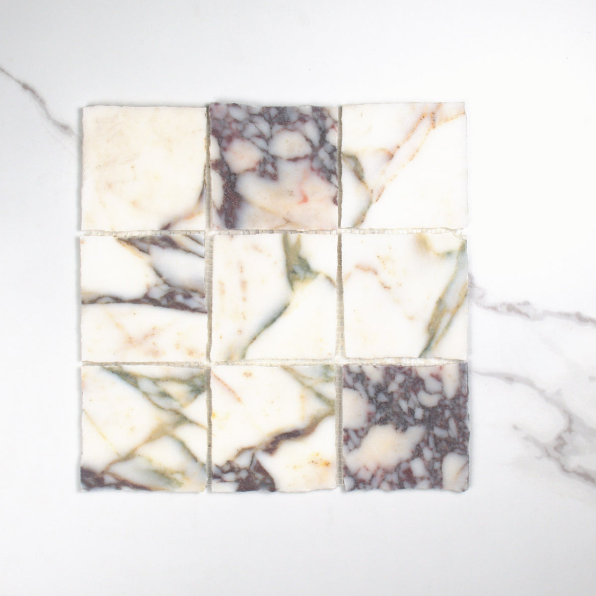 Elementa Calacatta Viola Mosaic 100x100mm top view