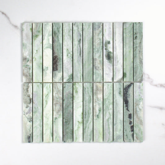 Elementa Cloud Emerald Concave Mosaic 23x148mm top view