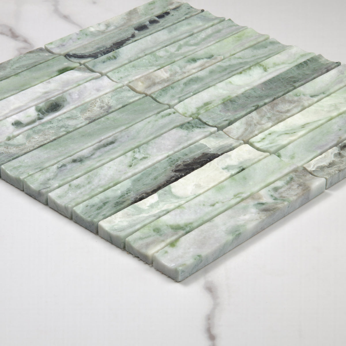 Elementa Cloud Emerald Concave Mosaic 23x148mm angle view