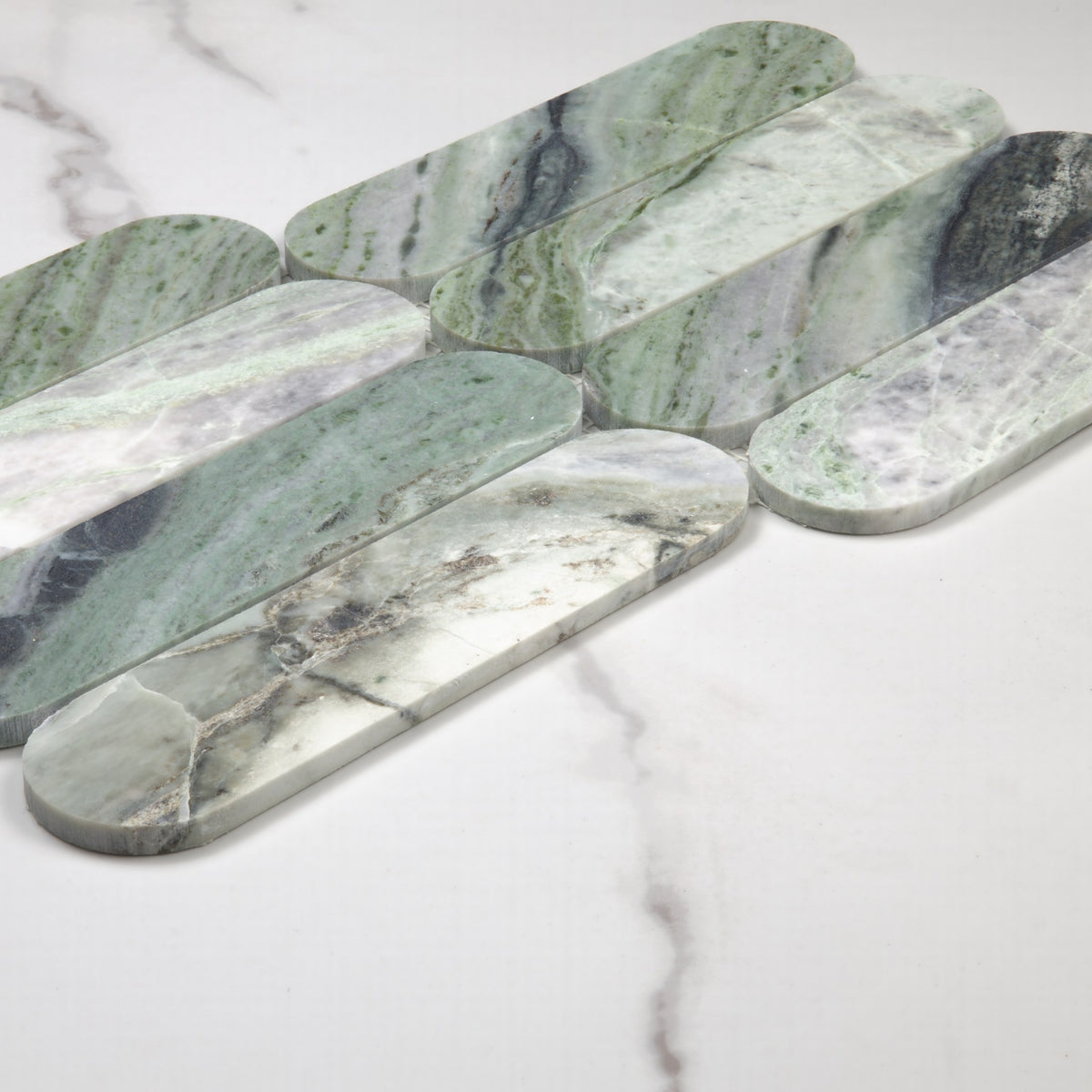 Elementa Cloud Emerald Cylinder Mosaic 50x198mm angle view