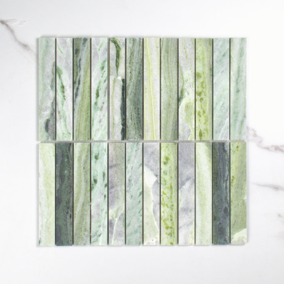 Elementa Cloud Emerald Finger Mosaic 23x148mm top view