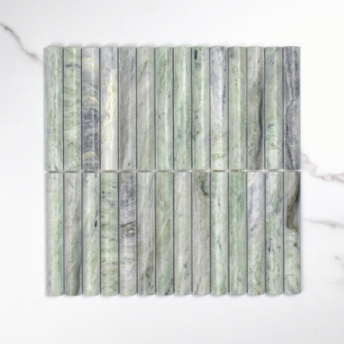 Elementa Cloud Emerald Fluted Mosaic 20x148mm top view