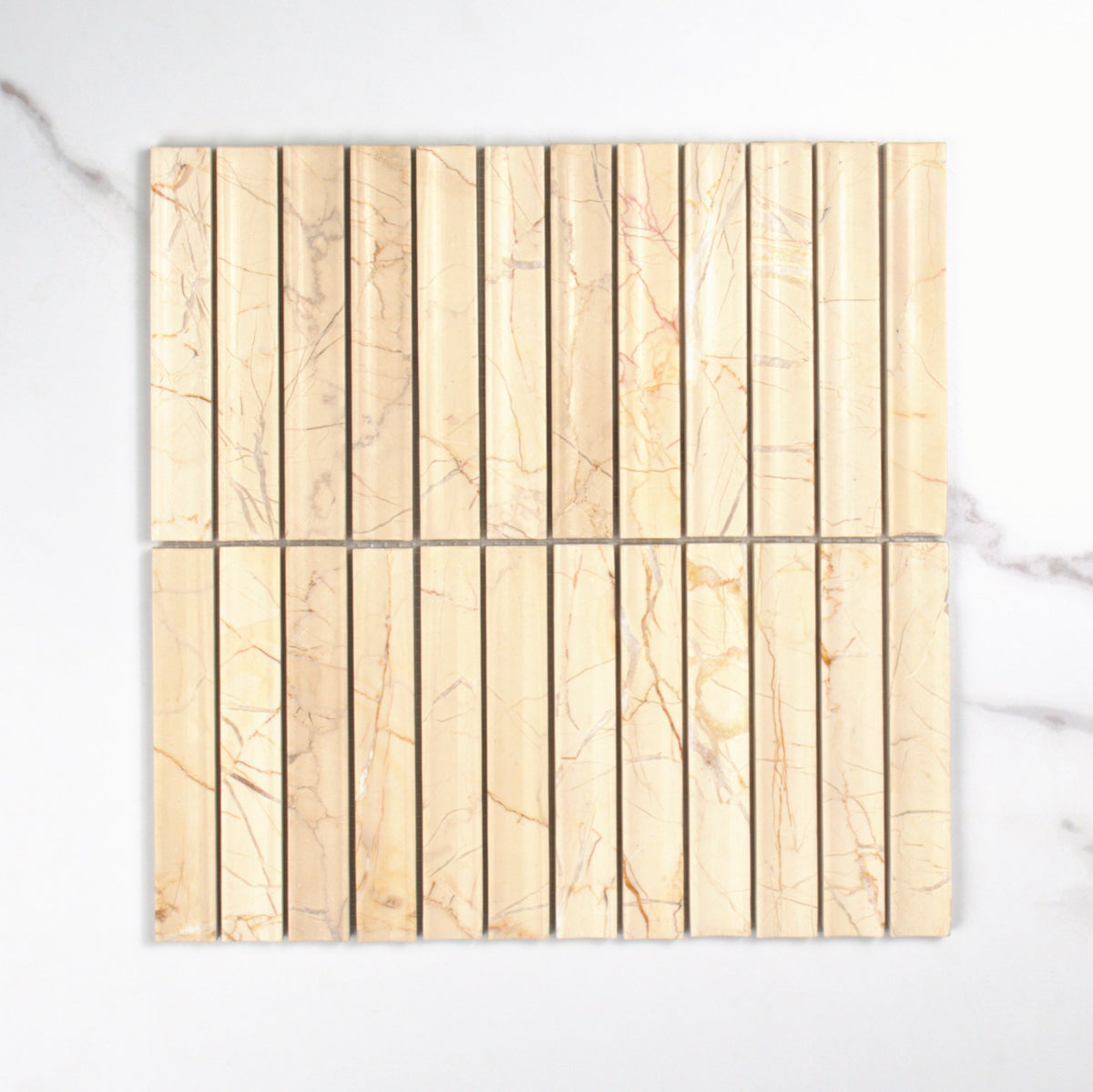 Elementa Cream Block Concave Mosaic 23x148mm top view