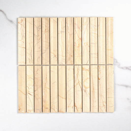 Elementa Cream Block Concave Mosaic 23x148mm top view
