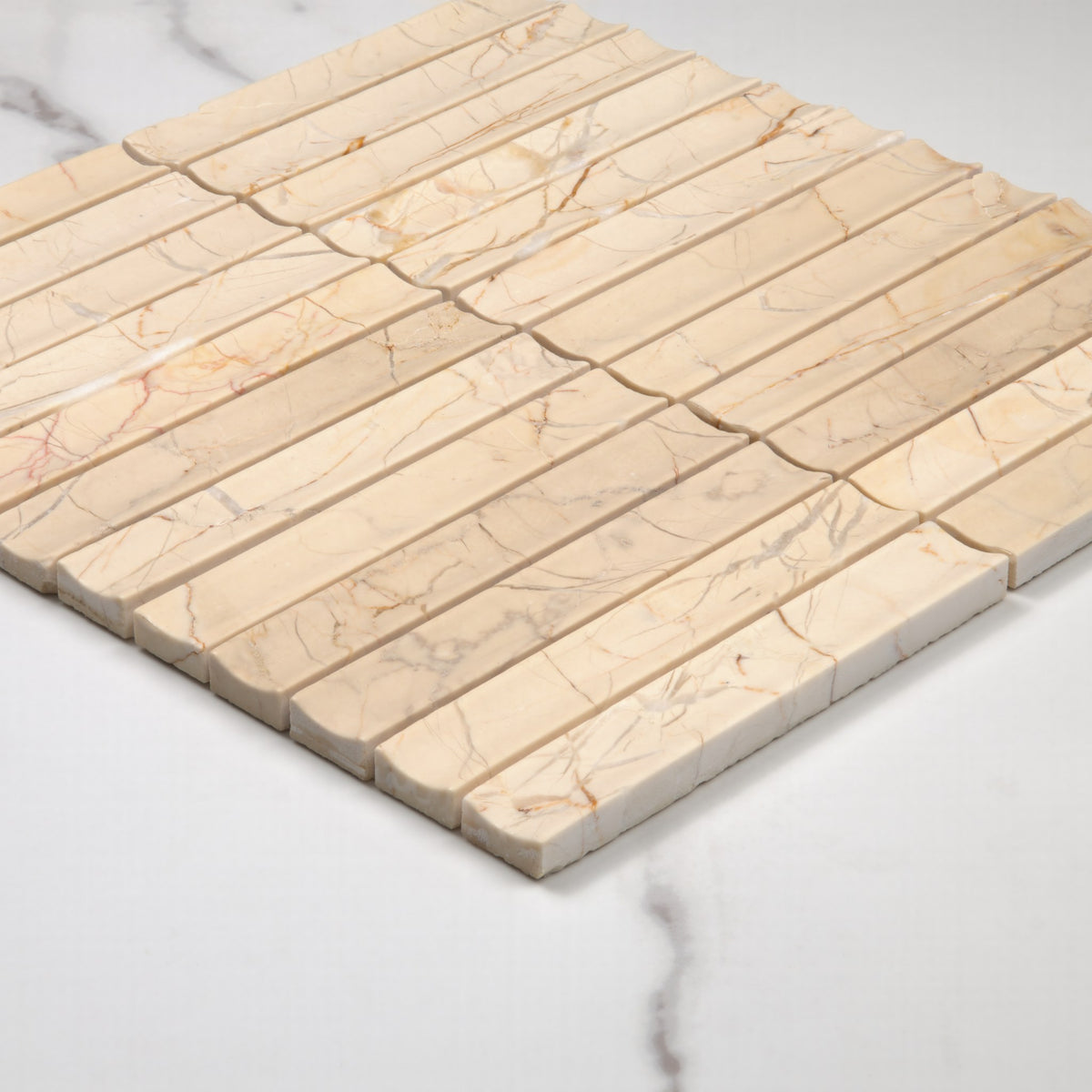 Elementa Cream Block Concave Mosaic 23x148mm angle view