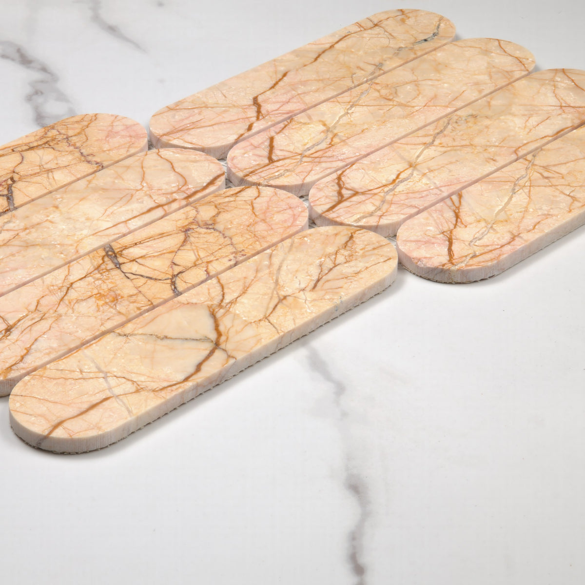 Elementa Cream Block Cylinder Mosaic 50x198mm angle view