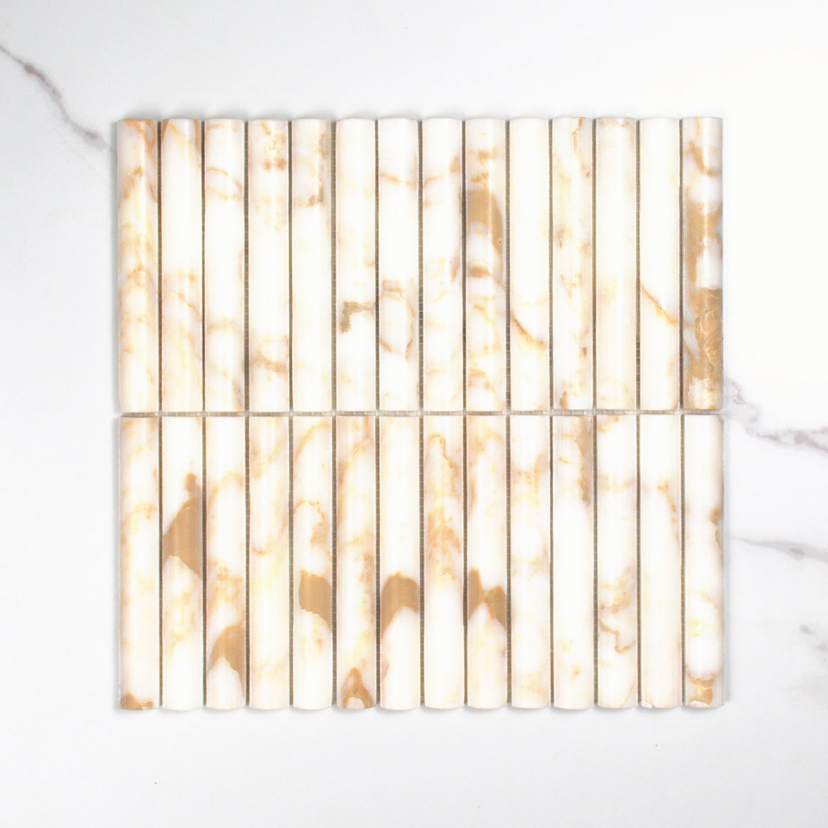 Elementa Cream Block Fluted Mosaic 20x148mm top view