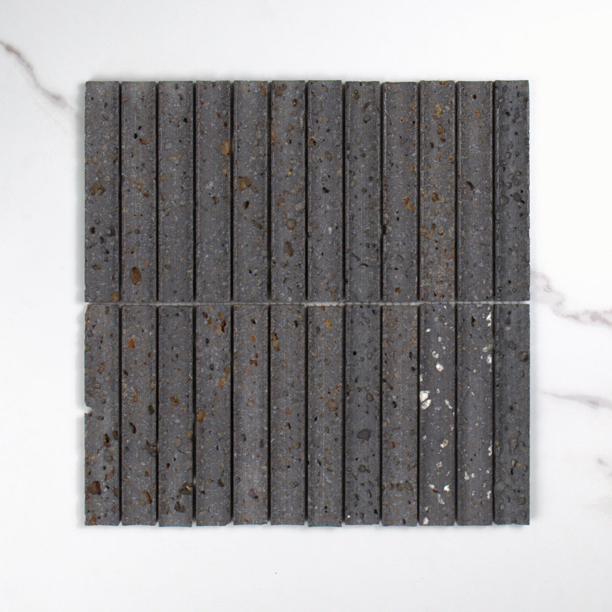 Elementa Travertine Black Concave Mosaic 23x148mm top view
