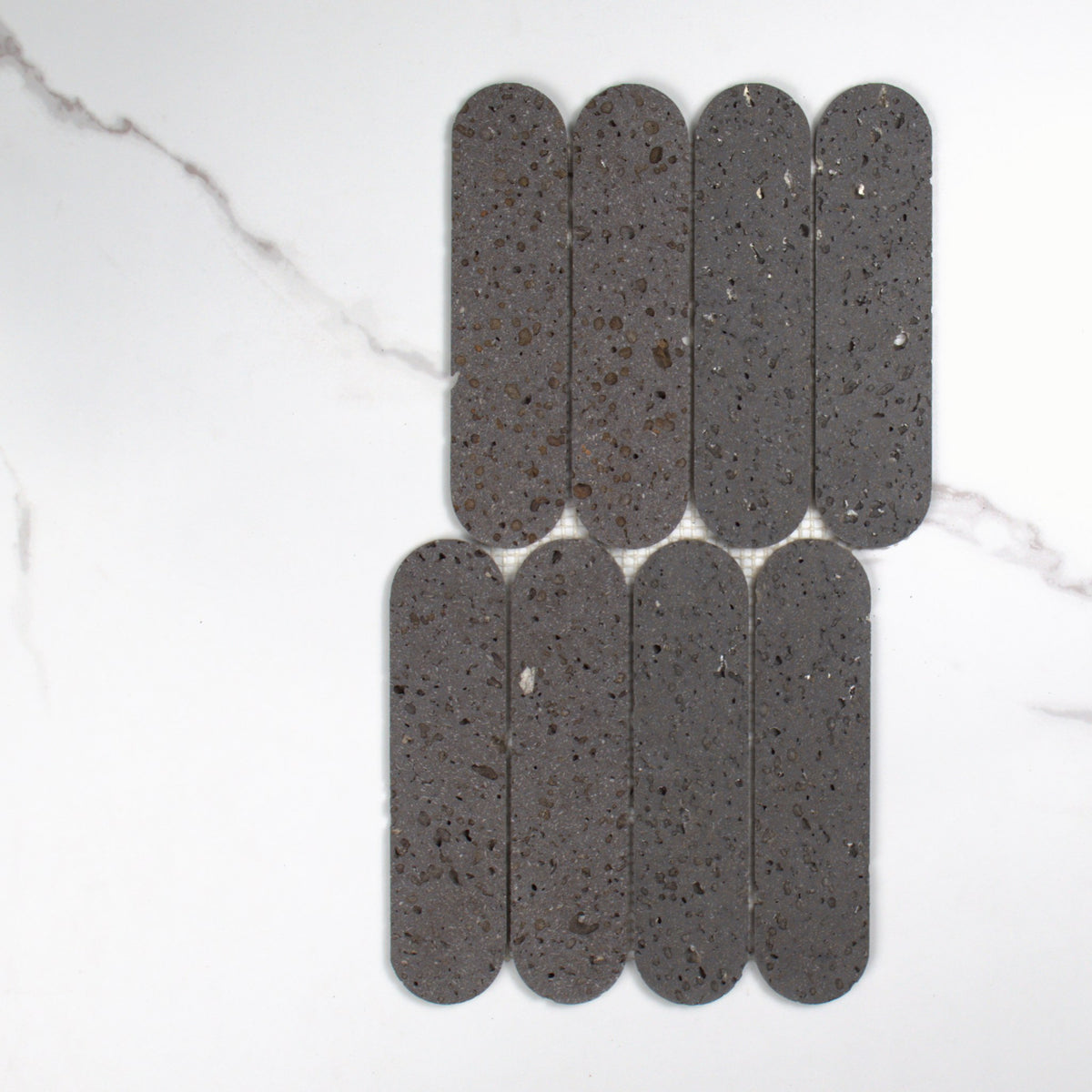Elementa Travertine Black Cylinder Mosaic 50x198mm top view