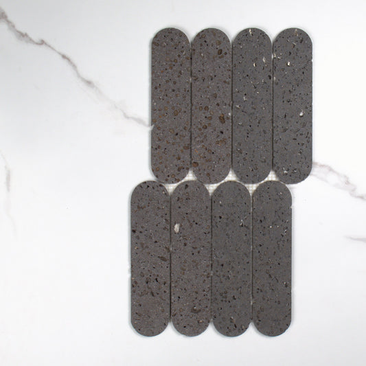 Elementa Travertine Black Cylinder Mosaic 50x198mm top view