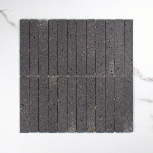 Elementa Travertine Black Finger Mosaic 23x148mm top view