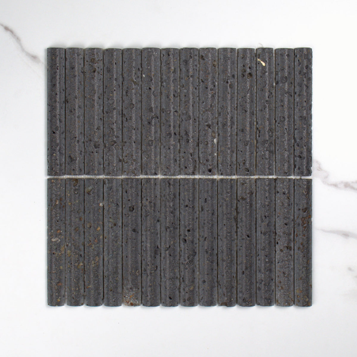 Elementa Travertine Black Fluted Mosaic 20x148mm top view