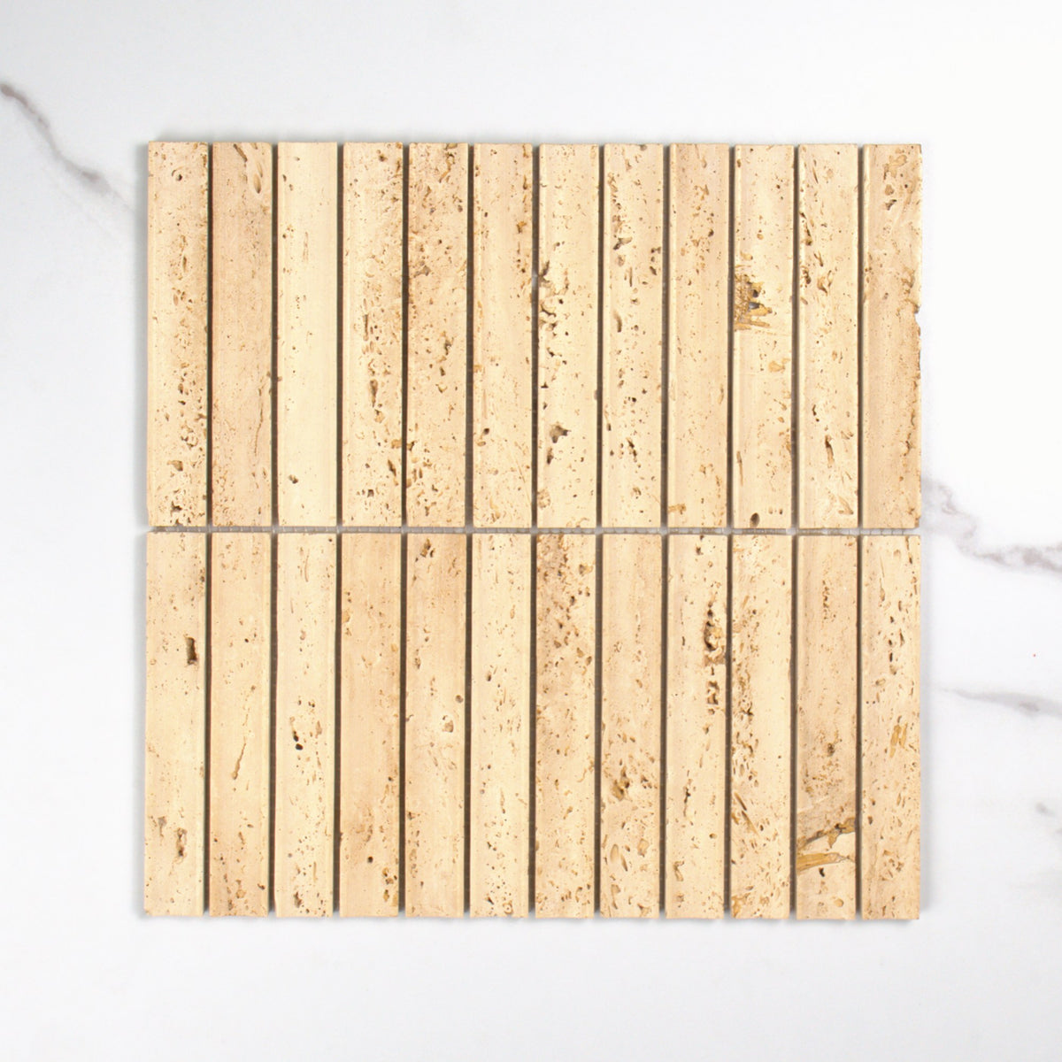 Elementa Travertine Ivory Concave Mosaic 23x148mm top view