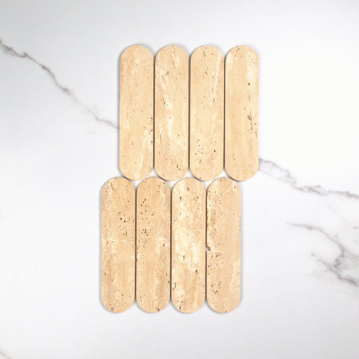Elementa Travertine Ivory Cylinder Mosaic 50x198mm top view
