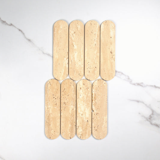 Elementa Travertine Ivory Cylinder Mosaic 50x198mm top view