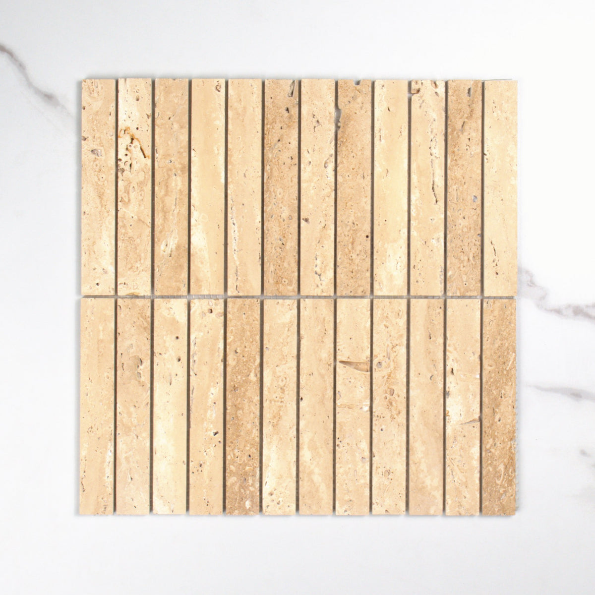 Elementa Travertine Ivory Finger Mosaic 23x148mm top view