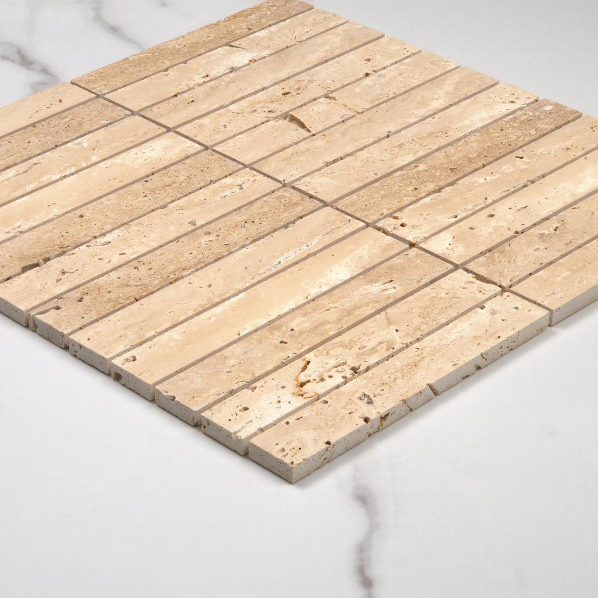 Elementa Travertine Ivory Finger Mosaic 23x148mm angle view