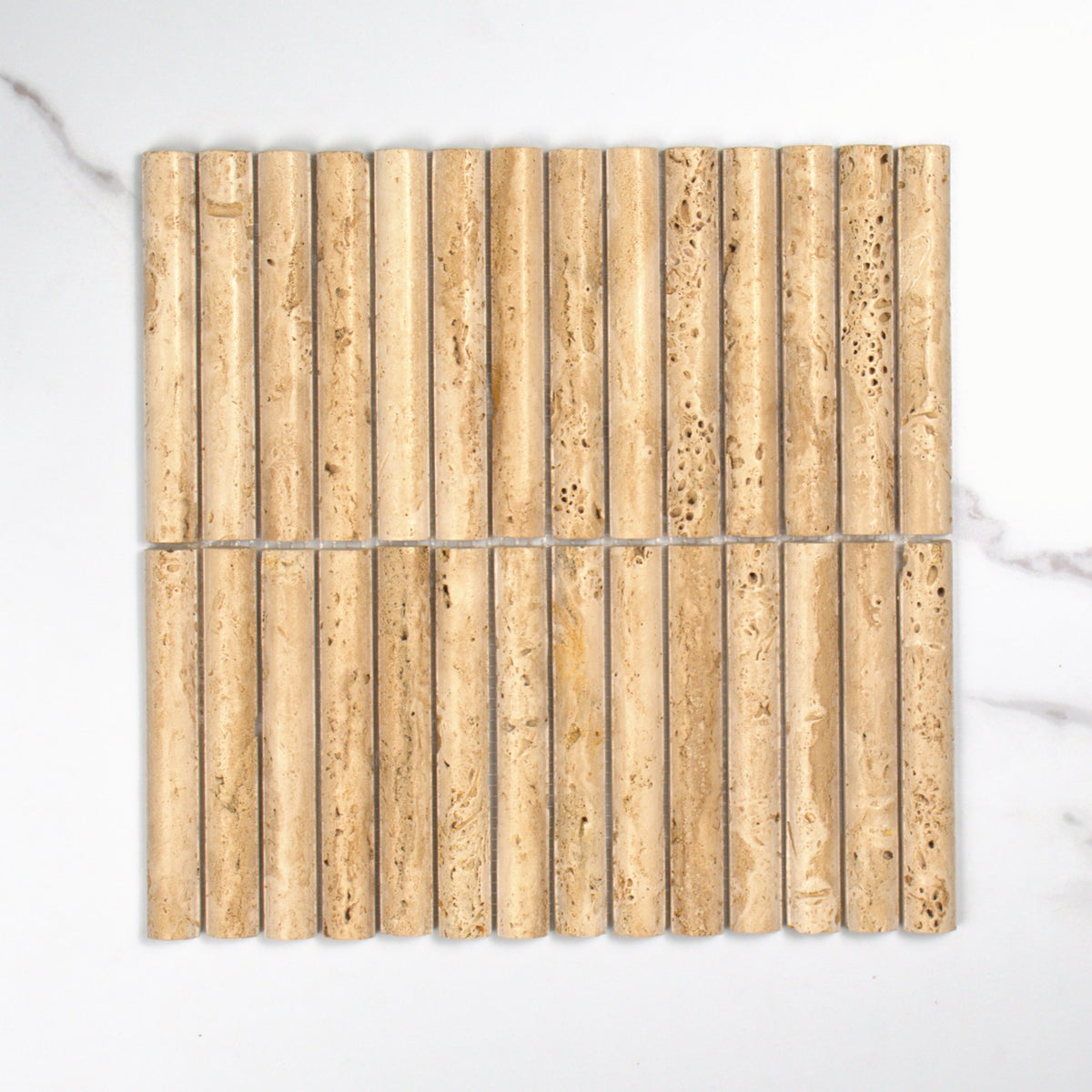 Elementa Travertine Ivory Fluted Mosaic 20x148mm top view