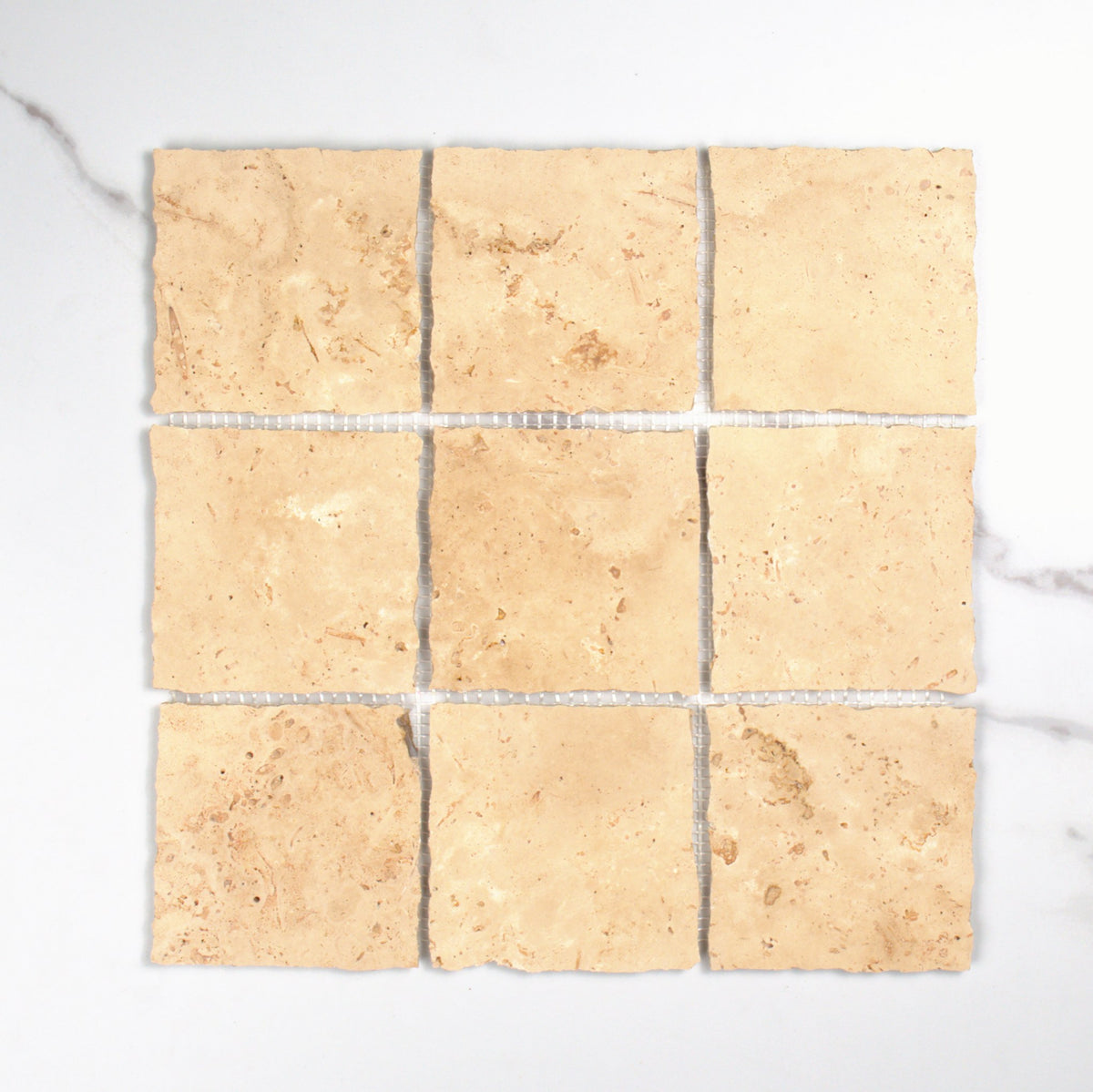 Elementa Travertine Ivory Mosaic 100x100mm top view