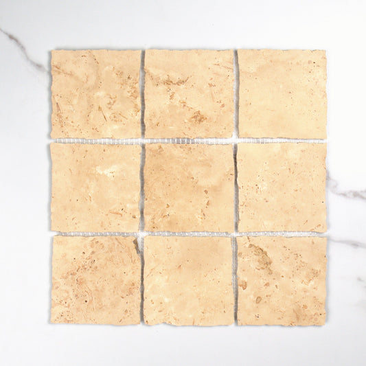Elementa Travertine Ivory Mosaic 100x100mm top view