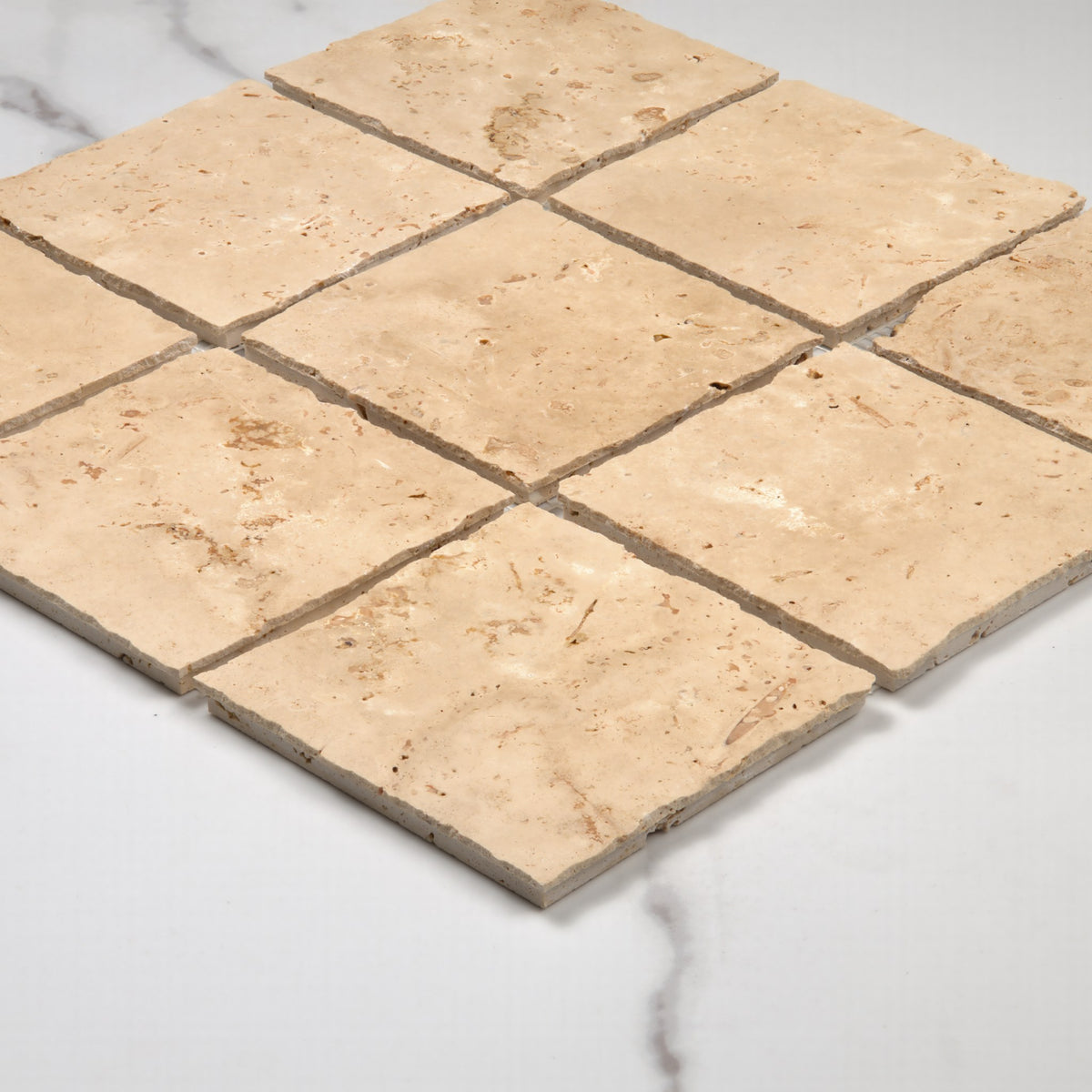 Elementa Travertine Ivory Mosaic 100x100mm angle view