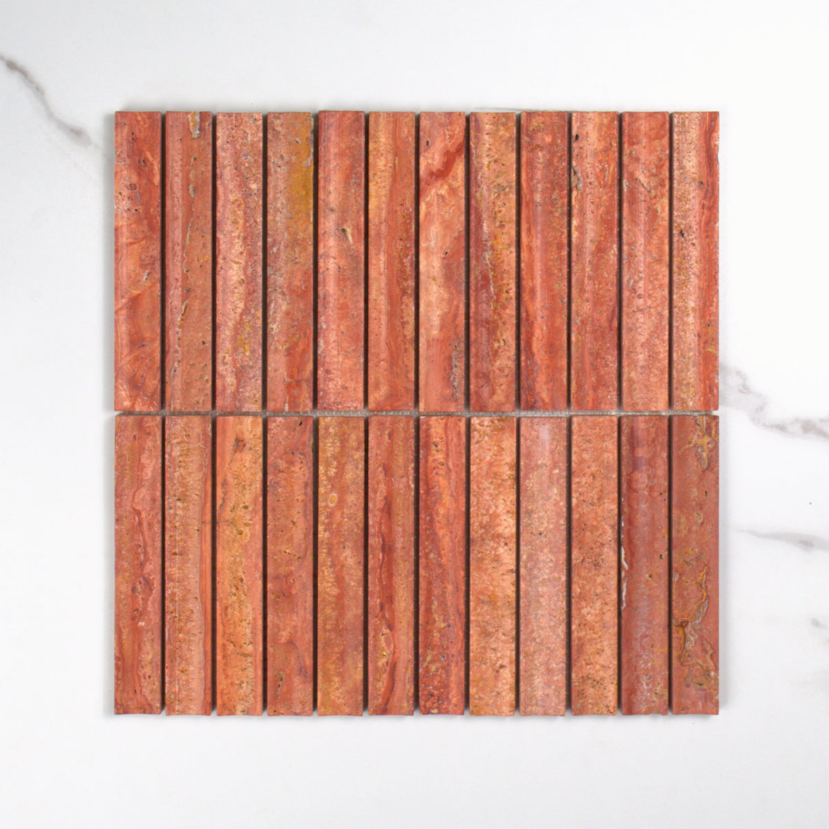 Elementa Travertine Red Concave Mosaic 23x148mm top view