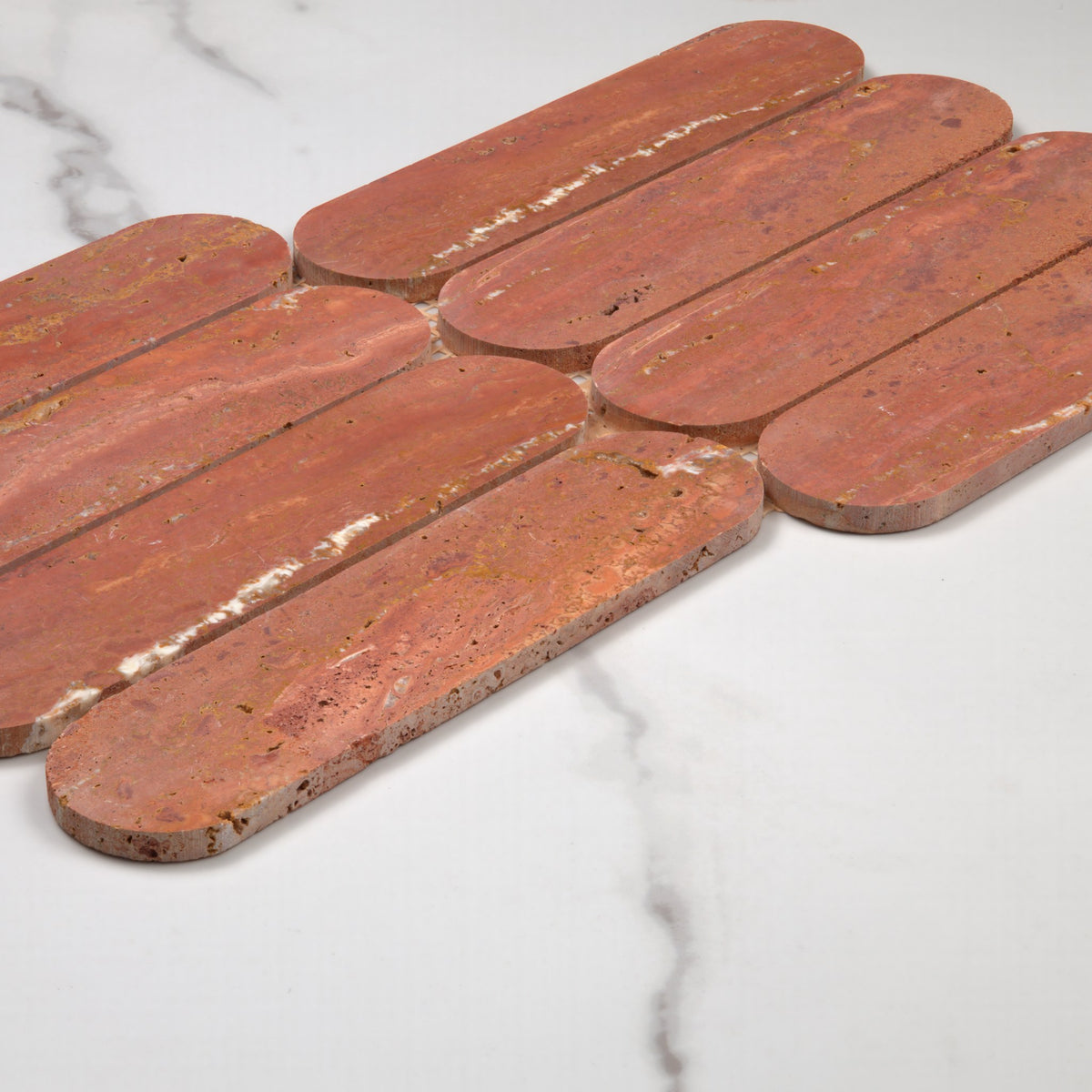 Elementa Travertine Red Cylinder Mosaic 50x198mm angle view