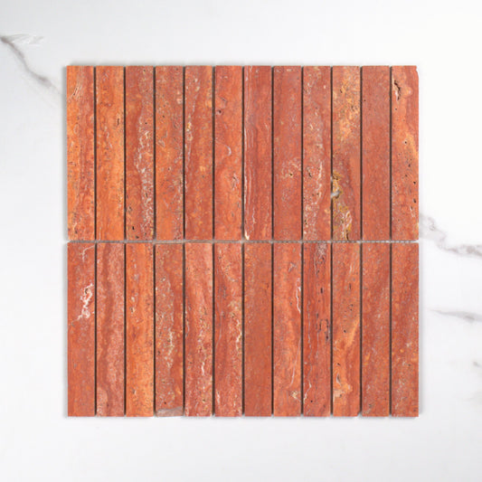 Elementa Travertine Red Finger Mosaic 23x148mm top view