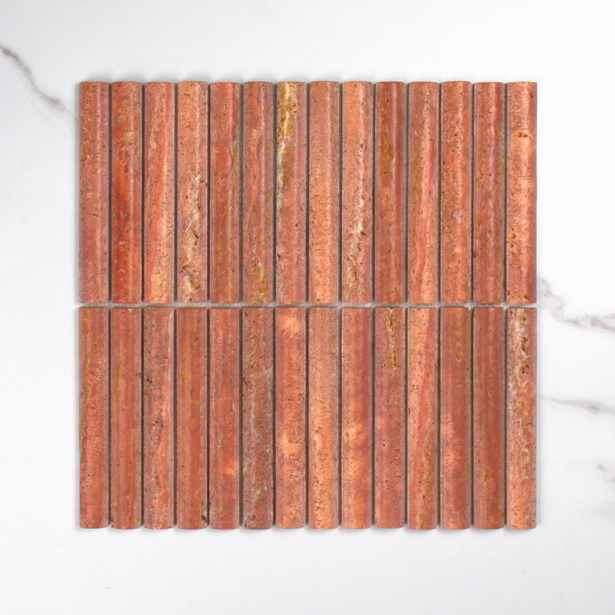 Elementa Travertine Red Fluted Mosaic 20x148mm top view