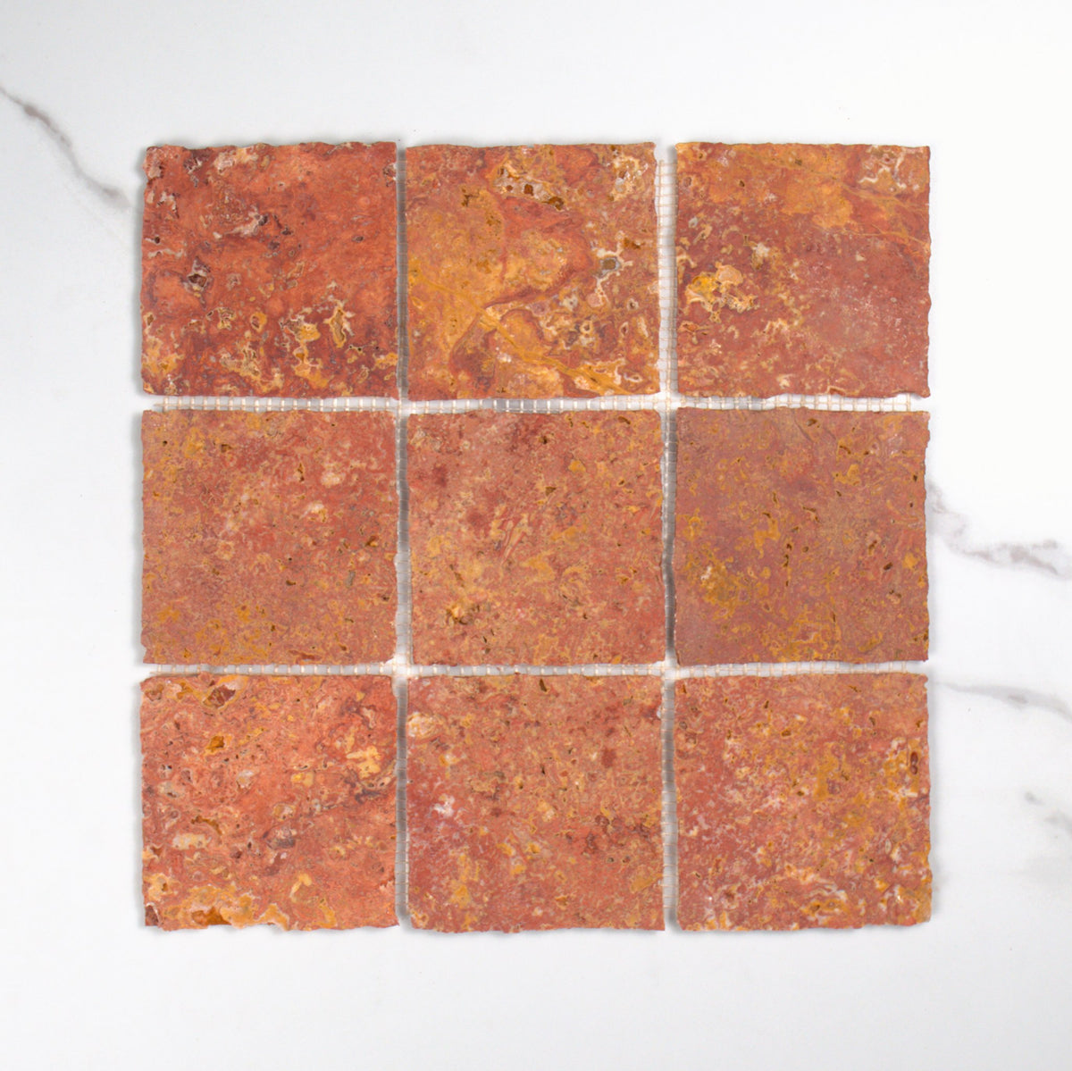 Elementa Travertine Red Mosaic 100x100mm top view