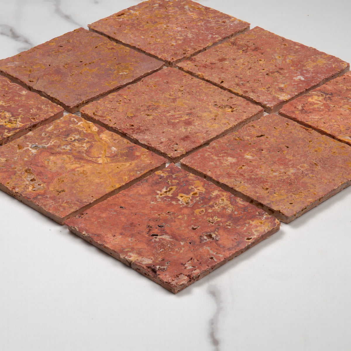 Elementa Travertine Red Mosaic 100x100mm angle view