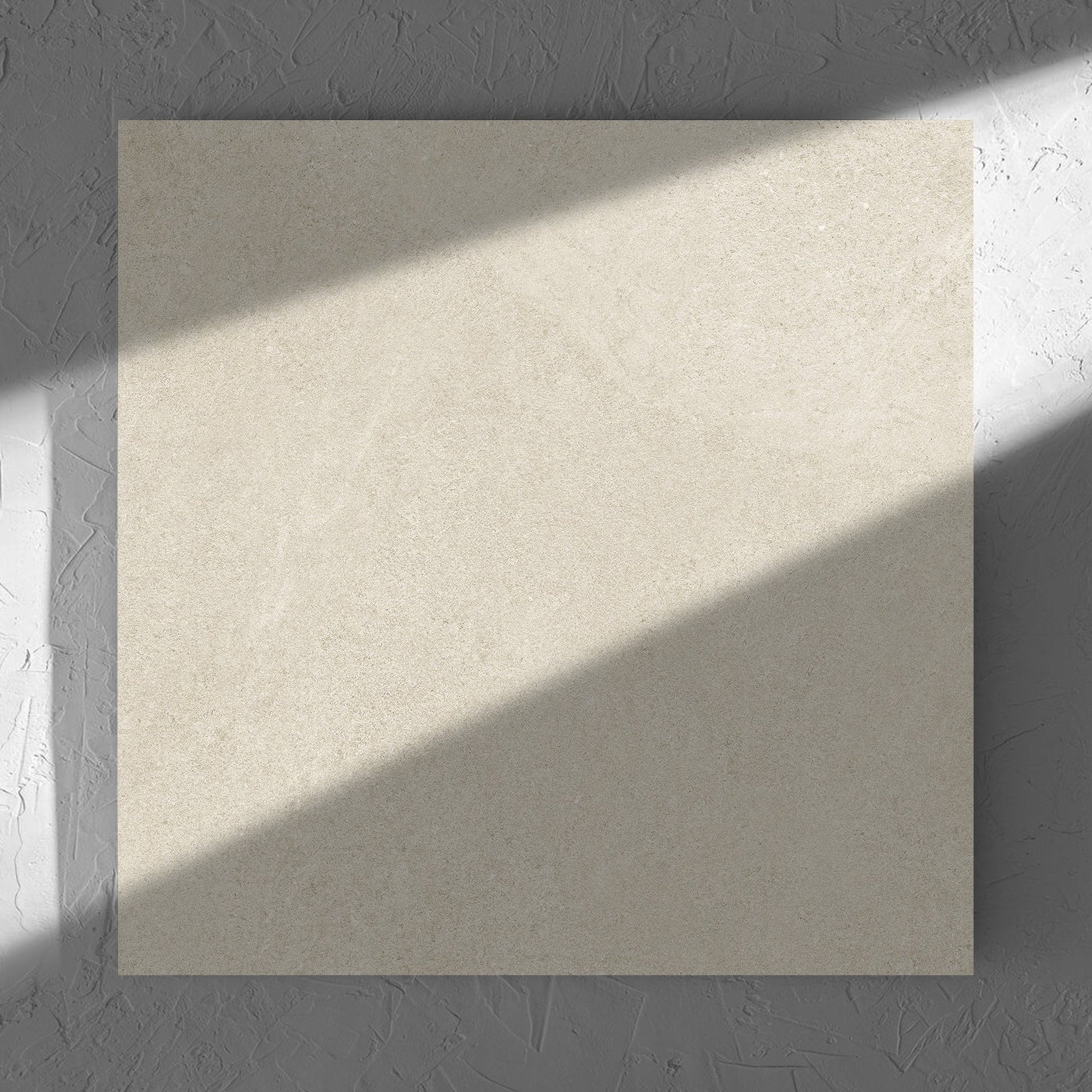 Fusion Beige Ultra Tech 600x600mm tile in soft natural window light, showing the matt surface