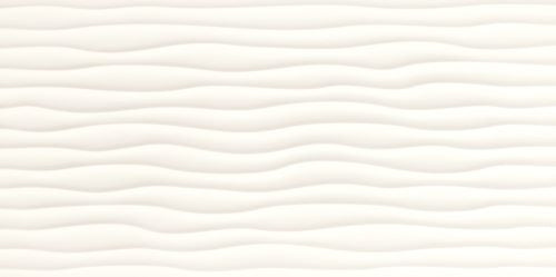Close-up of Genesis Reef White Matt Rectified 300x600mm tile showing a soft wave-relief surface pattern in a warm off-white matt finish.