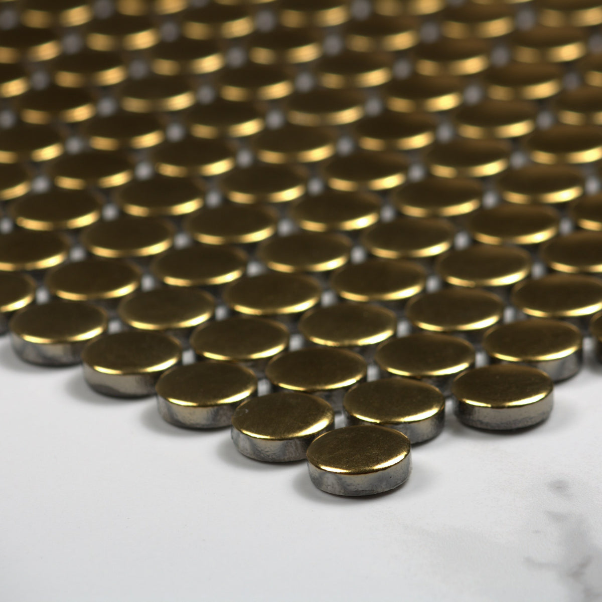 Gold Plated Matt Porcelain Glazed Penny Round 19mm angle view