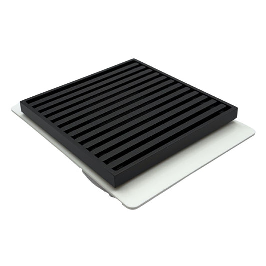 Grate Floor Waste with Puddle Flange Black 100mm Outlet 115x115mm