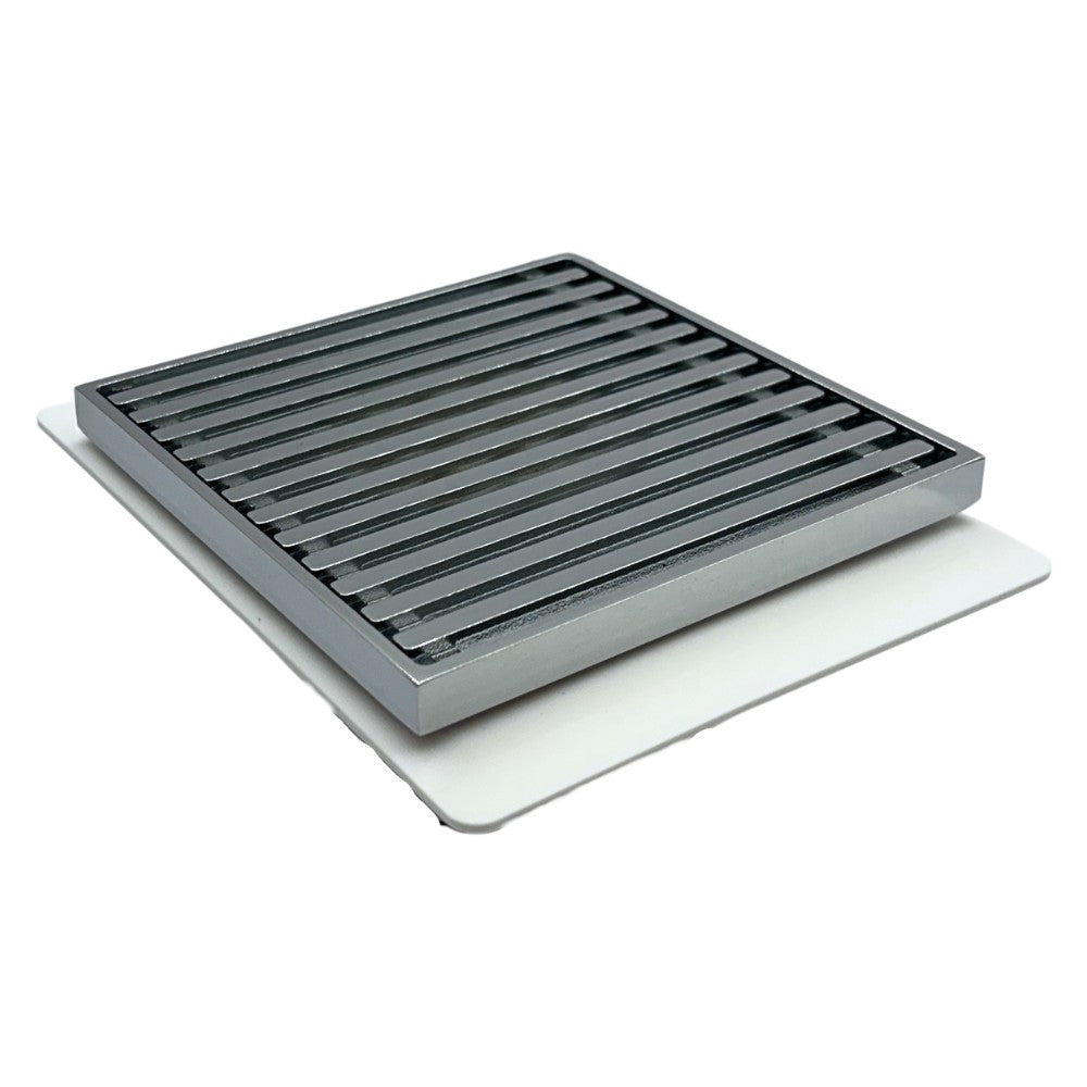 Grate Floor Waste with Puddle Flange Chrome 80mm Outlet 115x115mm