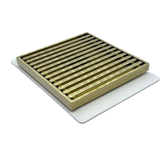 Grate Floor Waste with Puddle Flange Gold 80mm Outlet 115x115mm