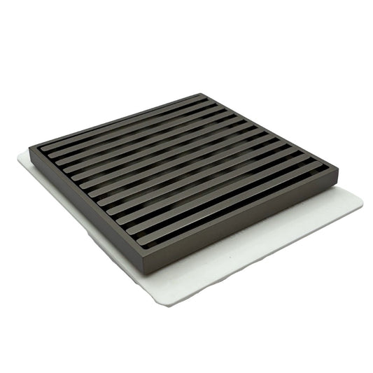 Grate Floor Waste with Puddle Flange Gun Metal 50mm Outlet 115x115mm
