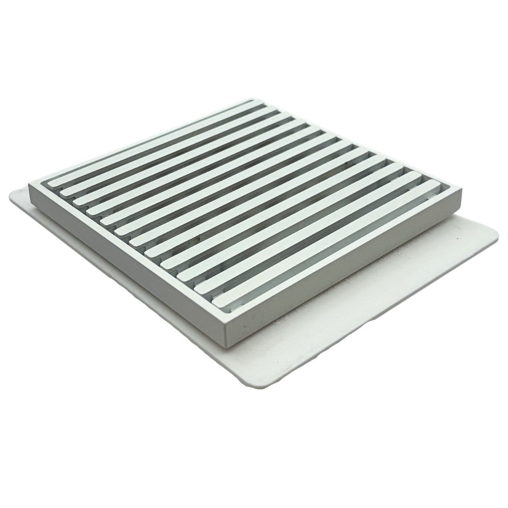 Grate Floor Waste with Puddle Flange White 100mm Outlet 115x115mm