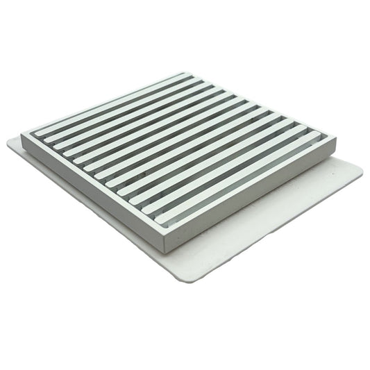 Grate Floor Waste with Puddle Flange White 100mm Outlet 115x115mm
