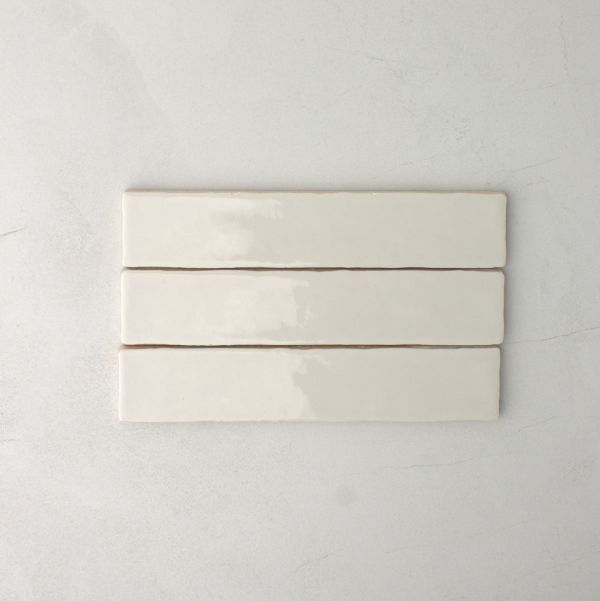 Spanish Handmade Gloss Ash Grey 75x300mm top view