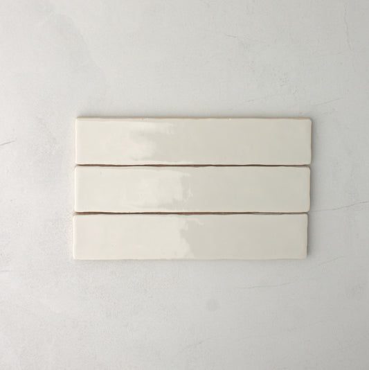 Spanish Handmade Gloss Ash Grey 75x300mm top view