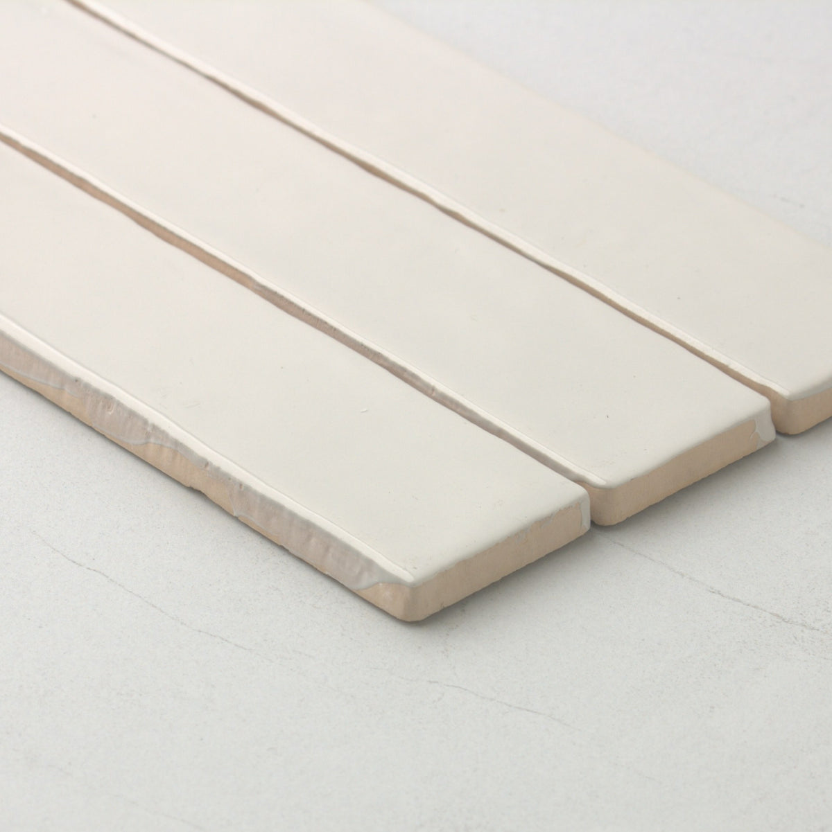 Spanish Handmade Gloss Ash Grey 75x300mm angle view