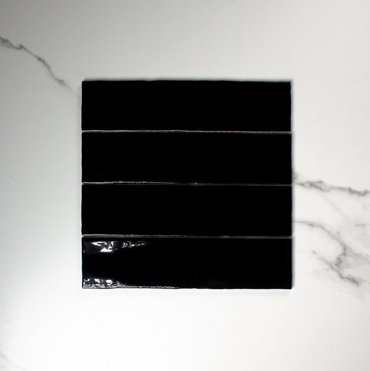 handmade gloss black 75x300mm top view