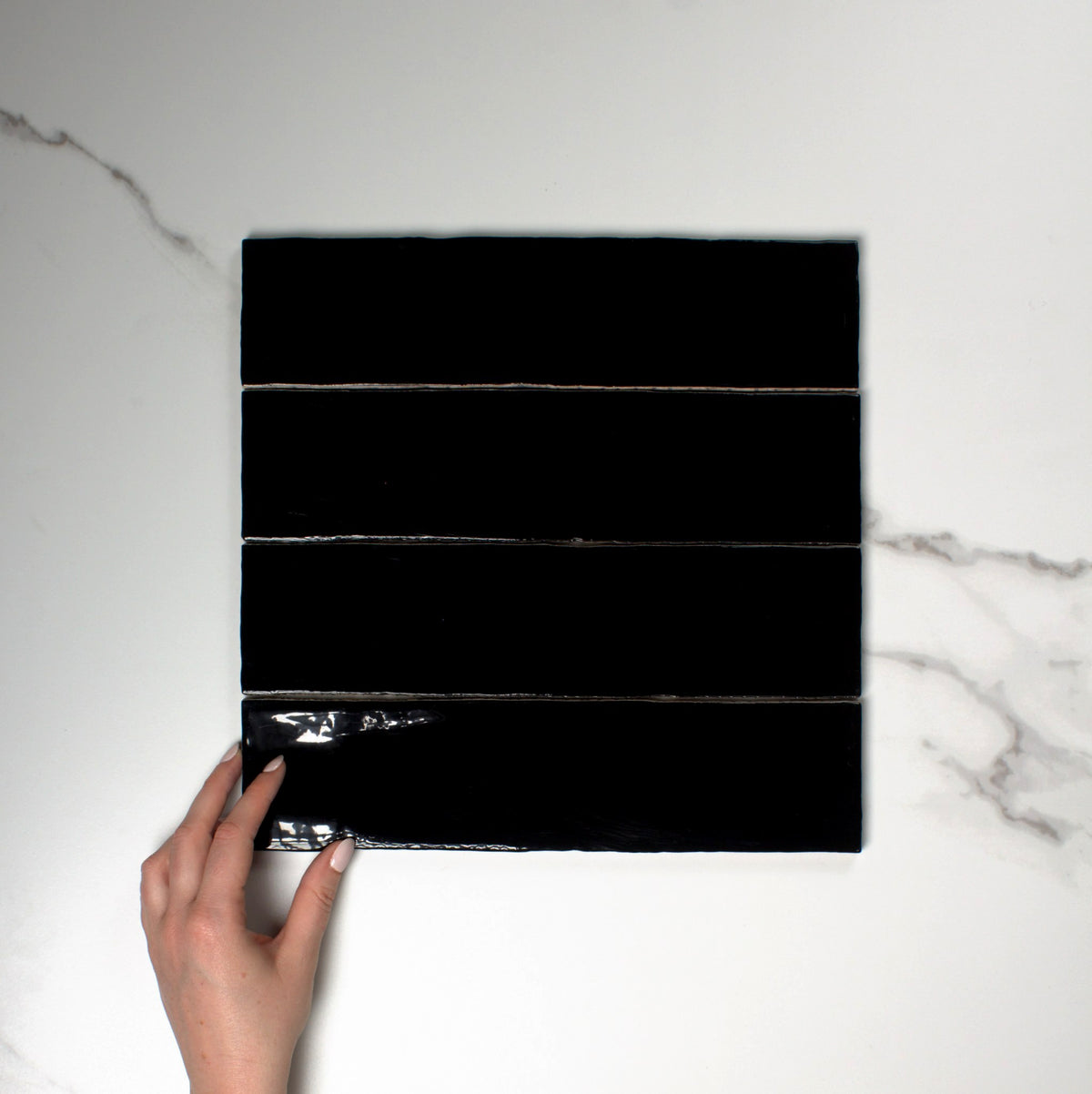 handmade gloss black 75x300mm top view