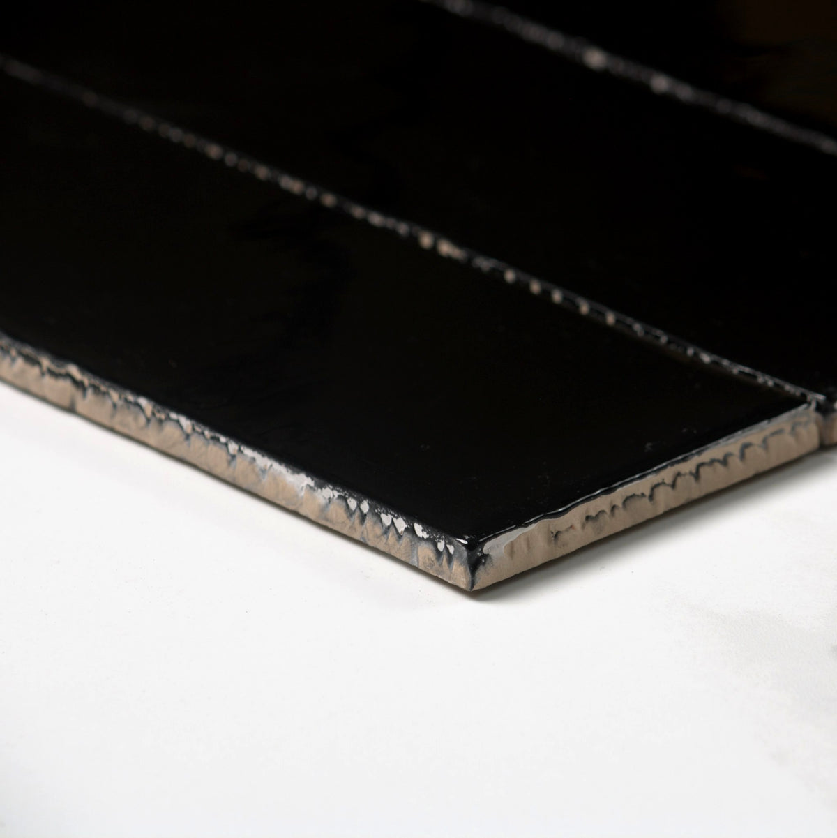 handmade gloss black 75x300mm angle view