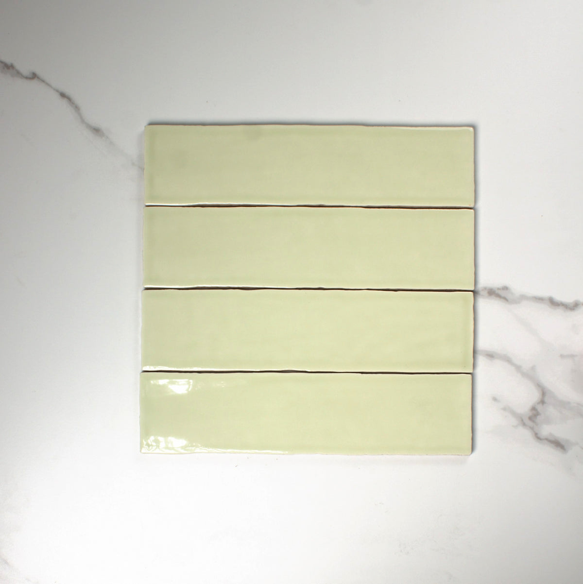 handmade gloss celery 75x300mm top view